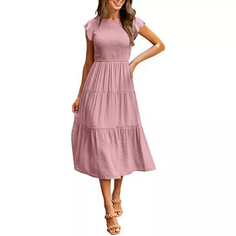 Small Flying Sleeve Dress For Women's Maxi Dress