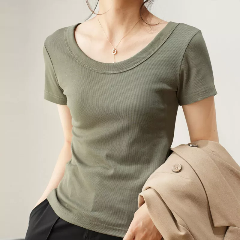 夏着痩せ半袖レディースTシャツ